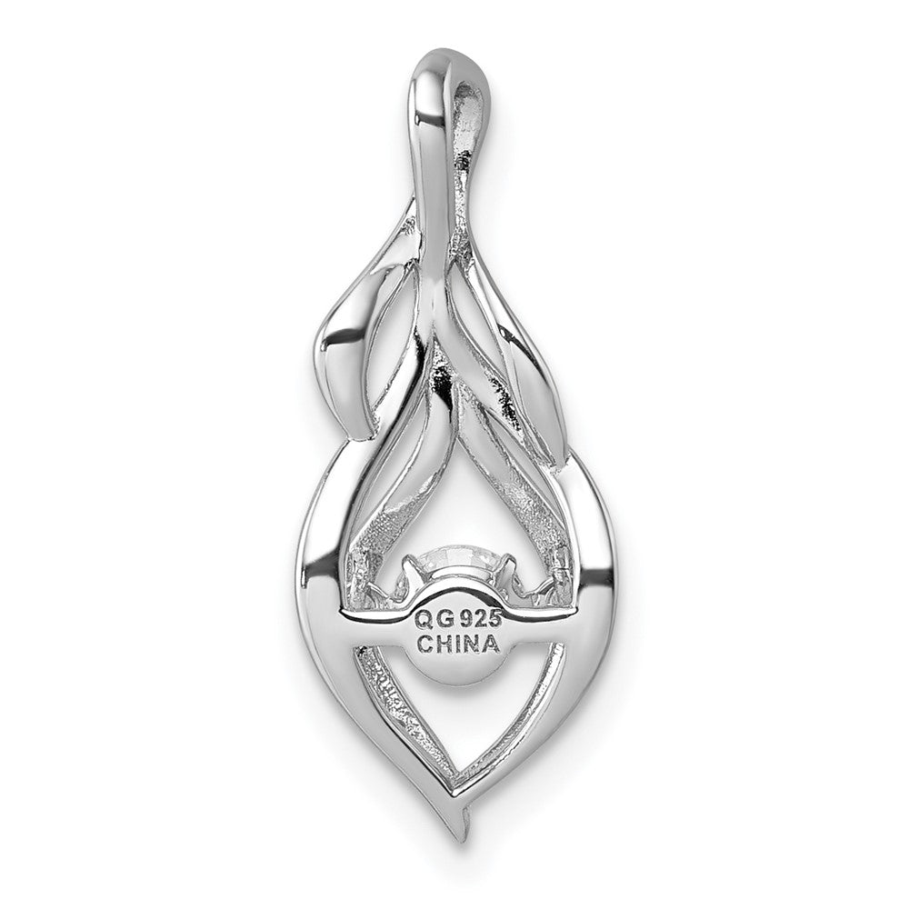 Sterling Silver Rhodium-plated Vibrant CZ Open Teardrop Pendant