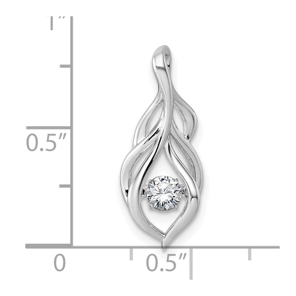 Sterling Silver Rhodium-plated Vibrant CZ Open Teardrop Pendant