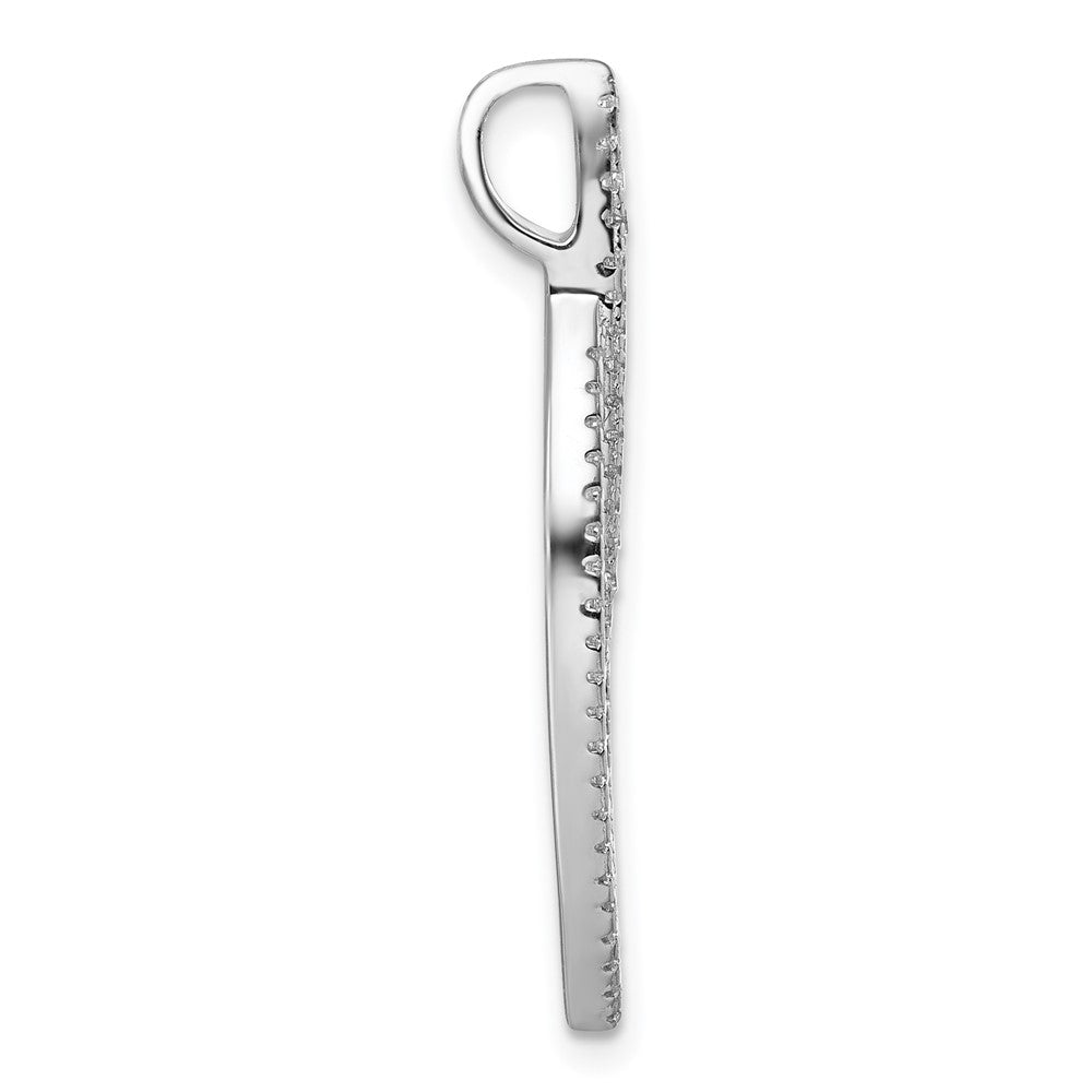 Sterling Silver Rhodium-plated CZ Oval Pendant