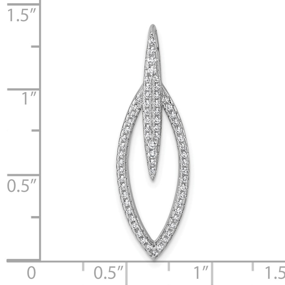 Sterling Silver Rhodium-plated CZ Oval Pendant