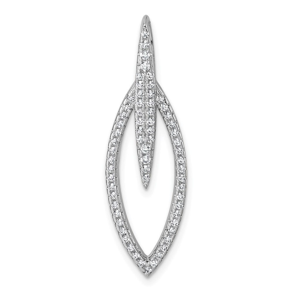 Sterling Silver Rhodium-plated CZ Oval Pendant