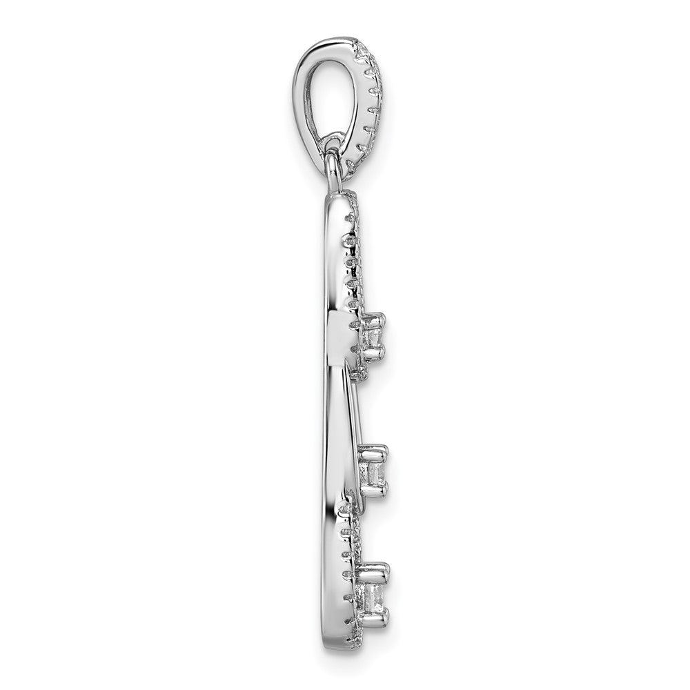 Sterling Silver Rhodium-plated CZ Dangle Pendant