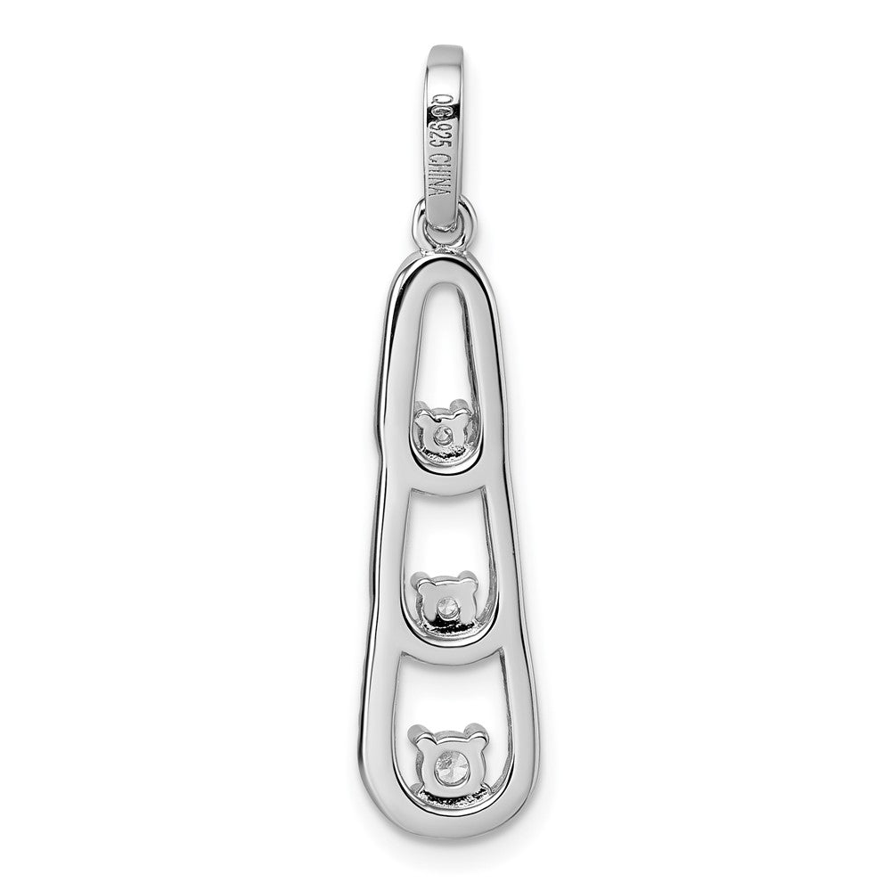 Sterling Silver Rhodium-plated CZ Dangle Pendant