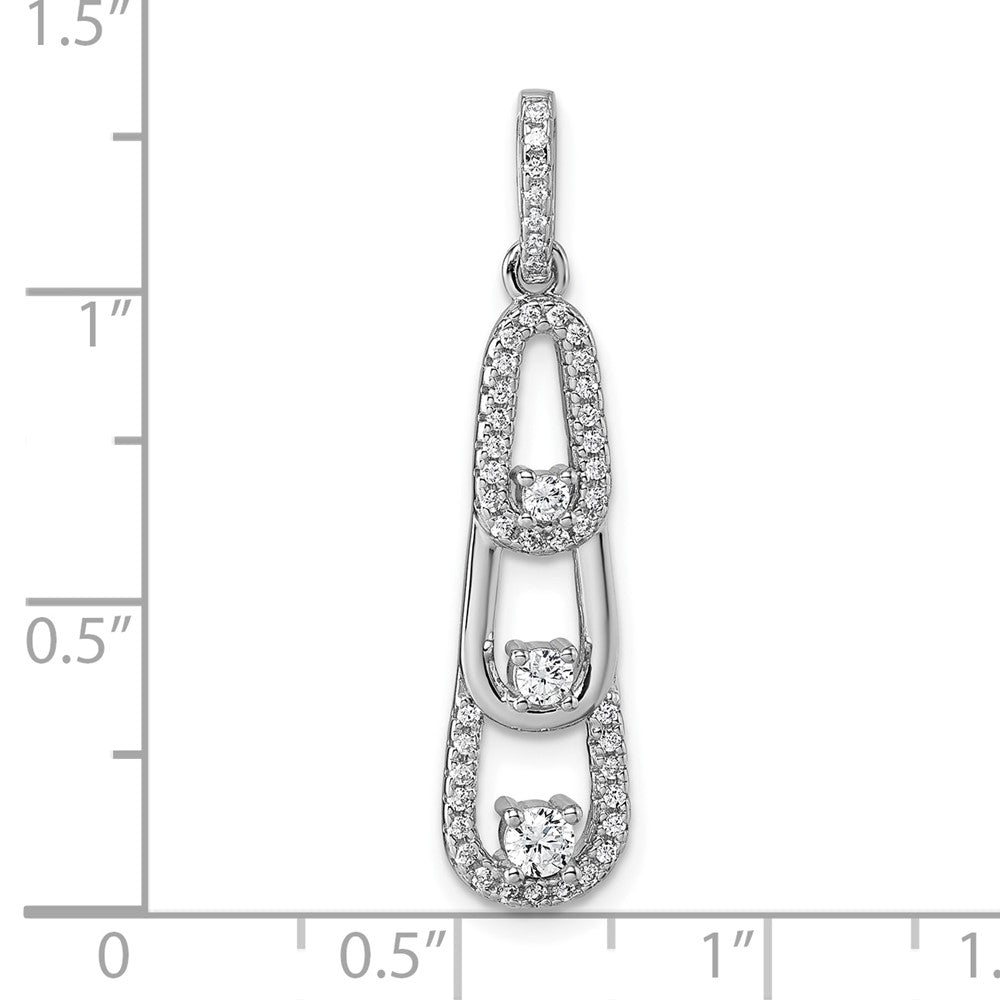 Sterling Silver Rhodium-plated CZ Dangle Pendant