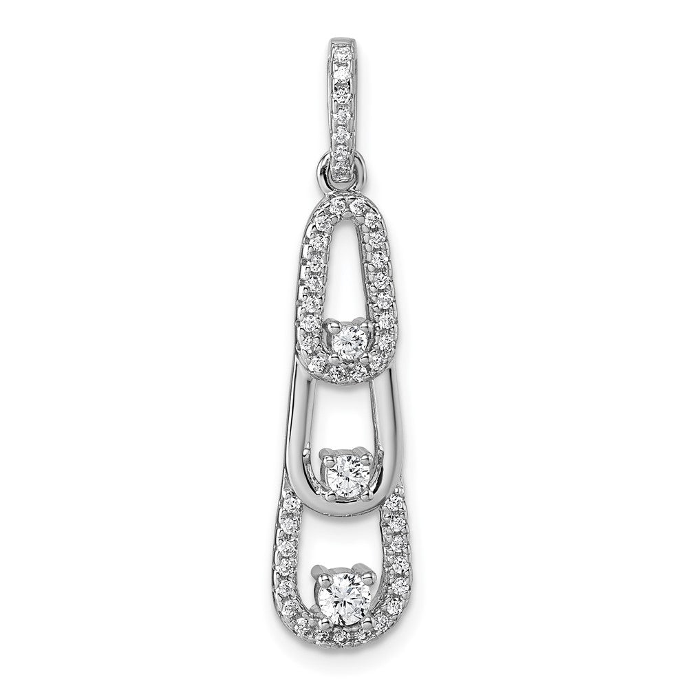 Sterling Silver Rhodium-plated CZ Dangle Pendant