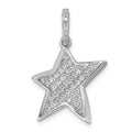 Sterling Silver Rhodium-plated CZ Concave Star Pendant