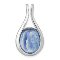 Sterling Silver RH-plat Polished Oval Kyanite Teardrop Chain Slide Pendant