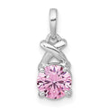 Sterling Silver Rhodium-plated Polished Pink CZ X Pendant