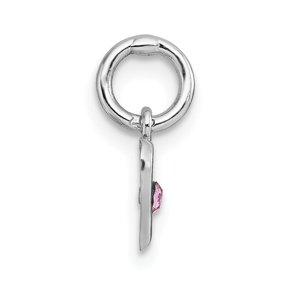 Sterling Silver Madi K RH-plated Pink Crystal Heart Pendant