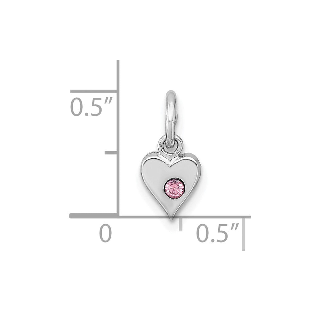Sterling Silver Madi K RH-plated Pink Crystal Heart Pendant