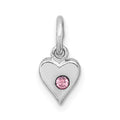 Sterling Silver Madi K RH-plated Pink Crystal Heart Pendant