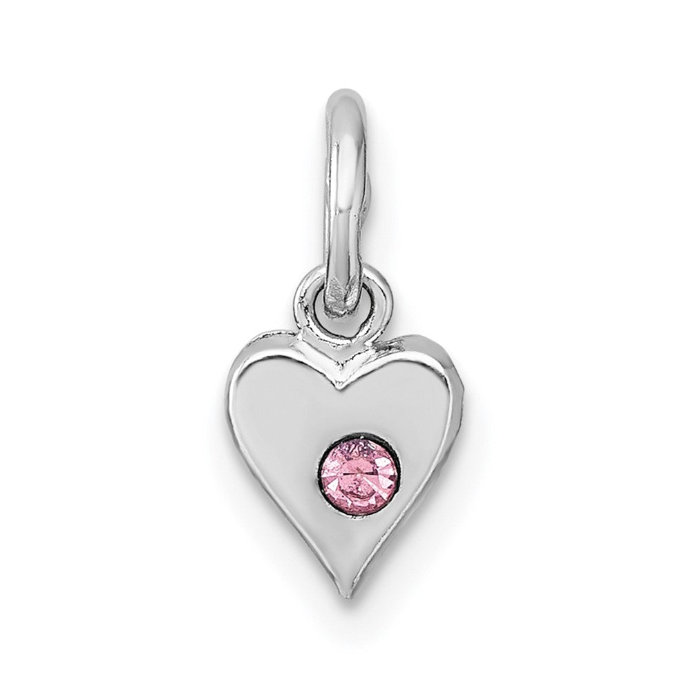 Sterling Silver Madi K RH-plated Pink Crystal Heart Pendant