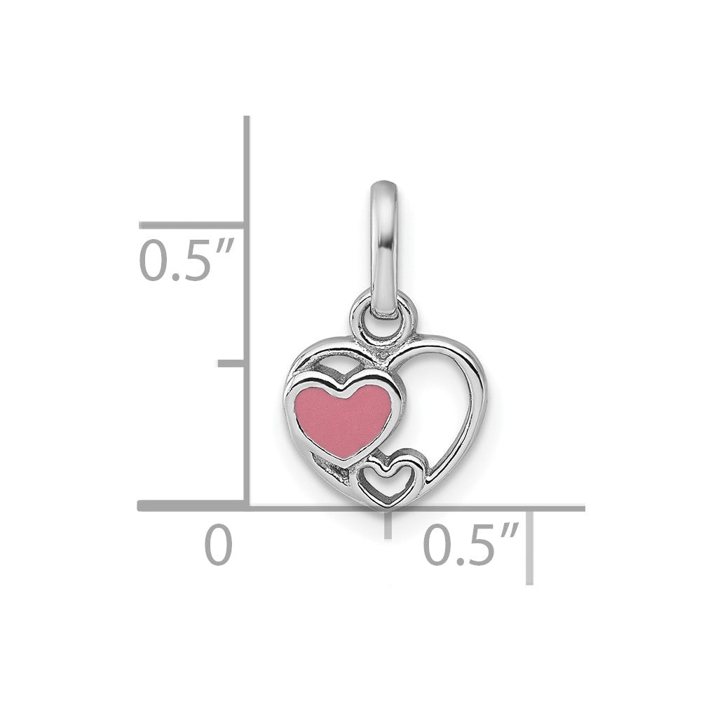 Sterling Silver Rhodium-plated Polished Enamel Triple Heart Pendant