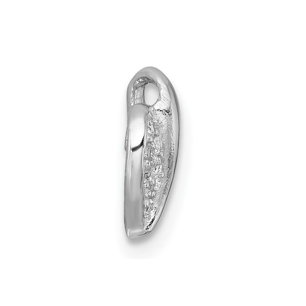 Sterling Silver Rhodium-plated Polished Petite Pave CZ Heart Pendant