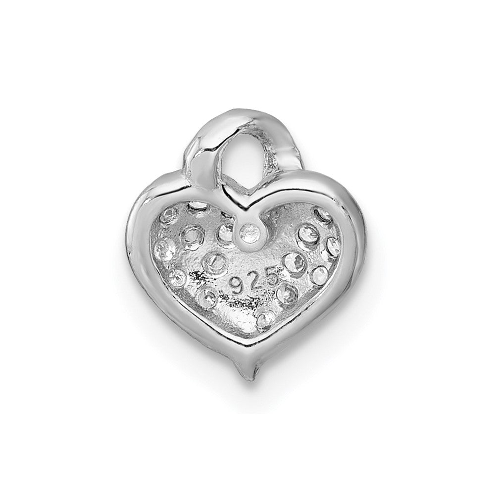 Sterling Silver Rhodium-plated Polished Petite Pave CZ Heart Pendant