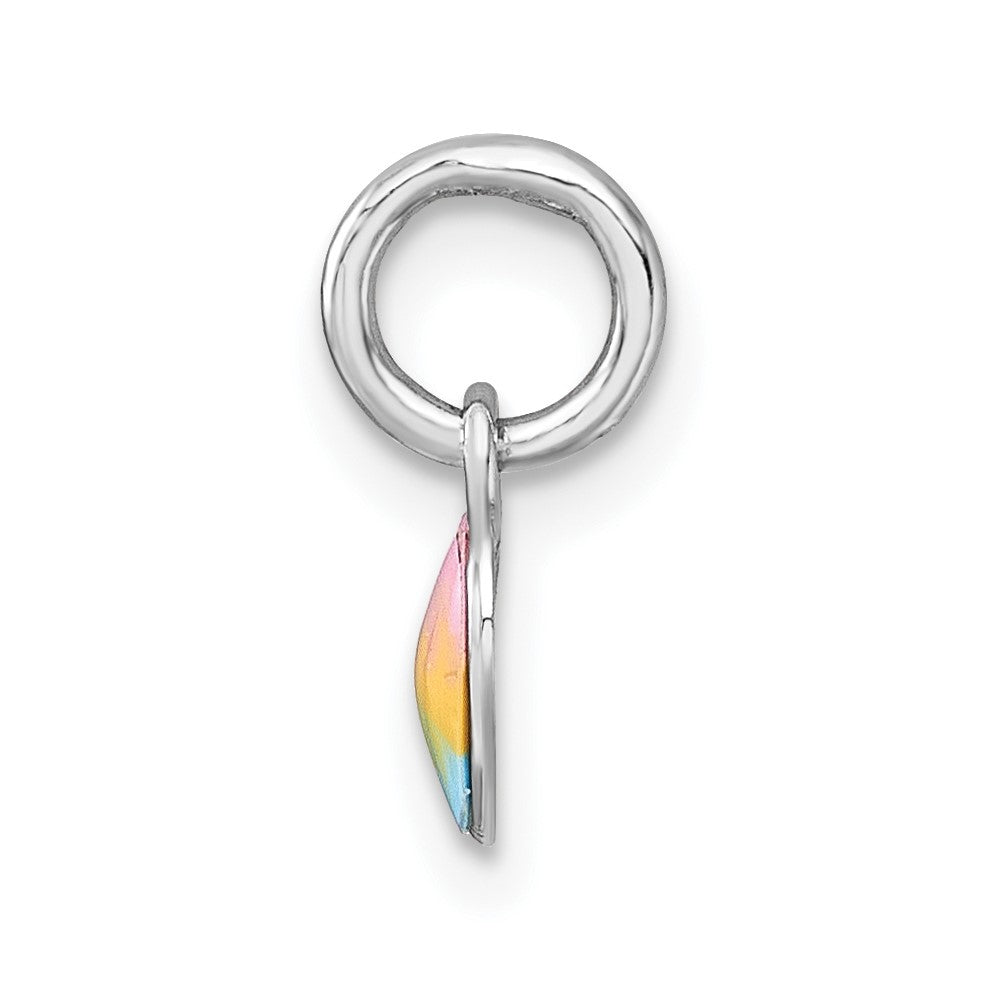 Sterling Silver Madi K RH-plated Enamel Rainbow Heart Petite Pendant