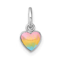 Sterling Silver Madi K RH-plated Enamel Rainbow Heart Petite Pendant