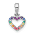 Sterling Silver RH-ptld Multi-color Nano Crystals Heart Petite Pendant