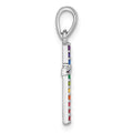 Sterling Silver RH-pltd Rainbow Nano Crystals Cross Pendant