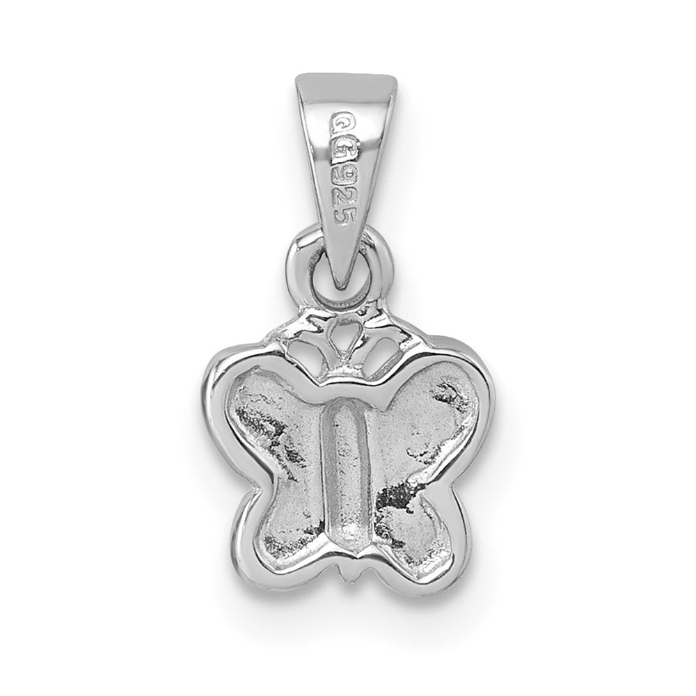 Sterling Silver RH-pltd Purple Enamel Butterfly Petite Pendant
