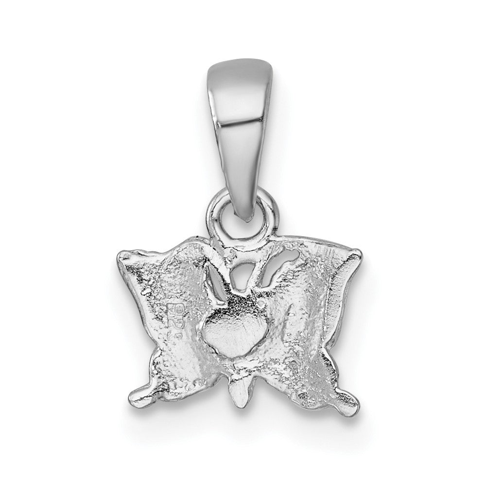 SS Madi K RH-plated Polished and Textured Butterfly Children's Pendant