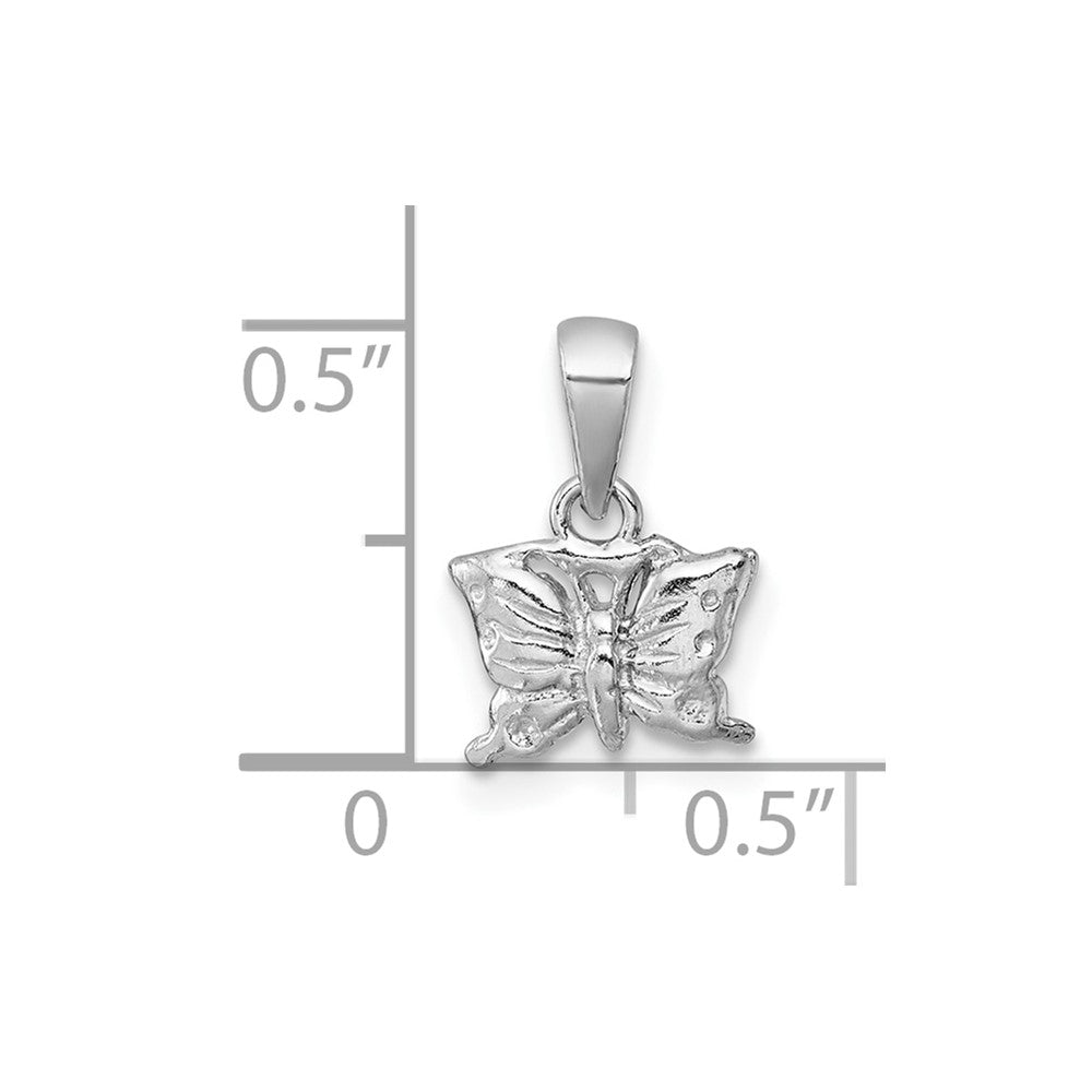 SS Madi K RH-plated Polished and Textured Butterfly Children's Pendant