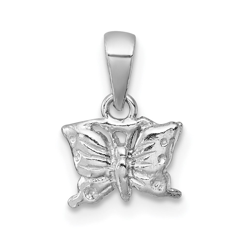 SS Madi K RH-plated Polished and Textured Butterfly Children's Pendant