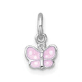 Sterling Silver Madi K RH-plated Enamel Pink Petite ButterflyPendant