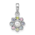 Sterling Silver Rh-plated Children's CZ And FWC Pearl Pendant