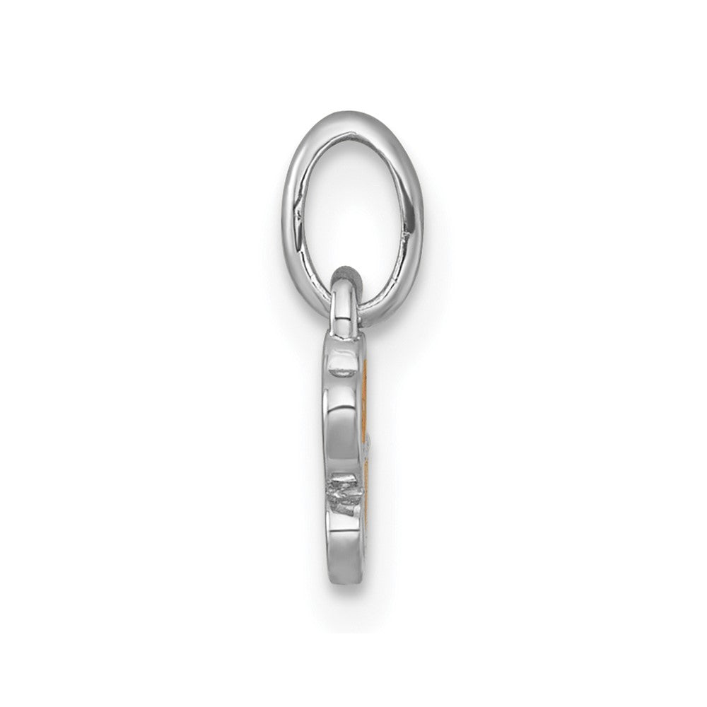 Sterling Silver Rhodium-plated Enamel Flower Heart Petite Pendant