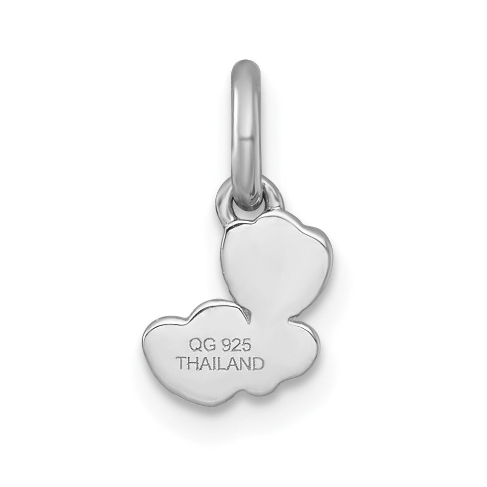 Sterling Silver Rhodium-plated Enamel Flower Heart Petite Pendant