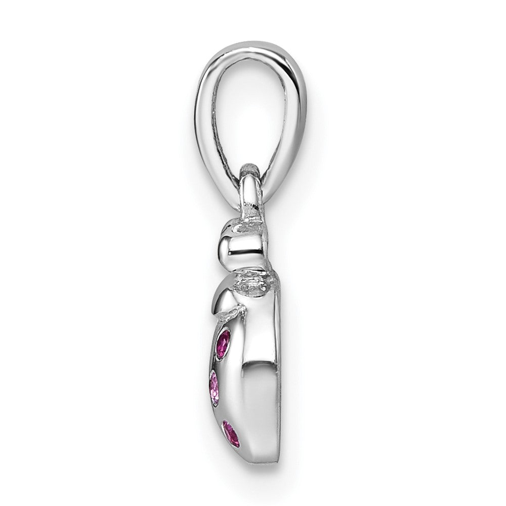 Sterling Silver Rh-plated Children's Pink Red CZ Lady Bug Pendant