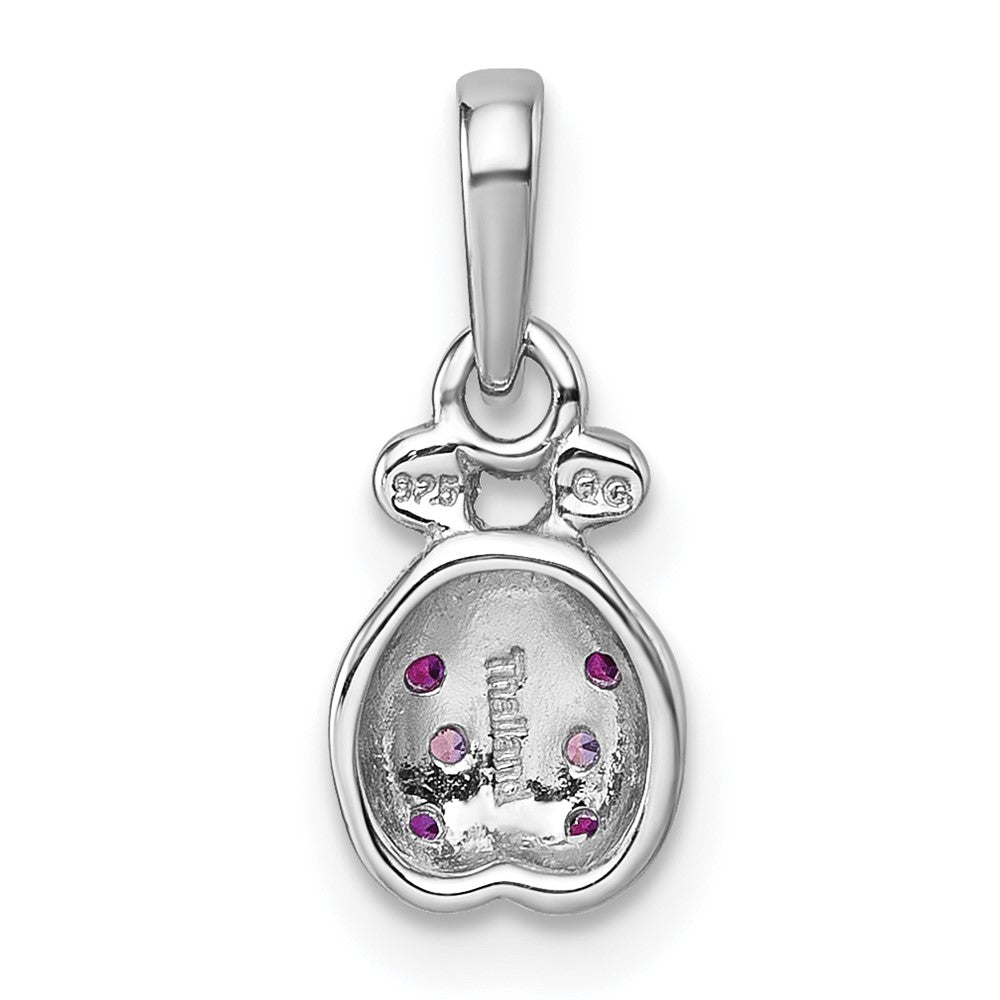 Sterling Silver Rh-plated Children's Pink Red CZ Lady Bug Pendant