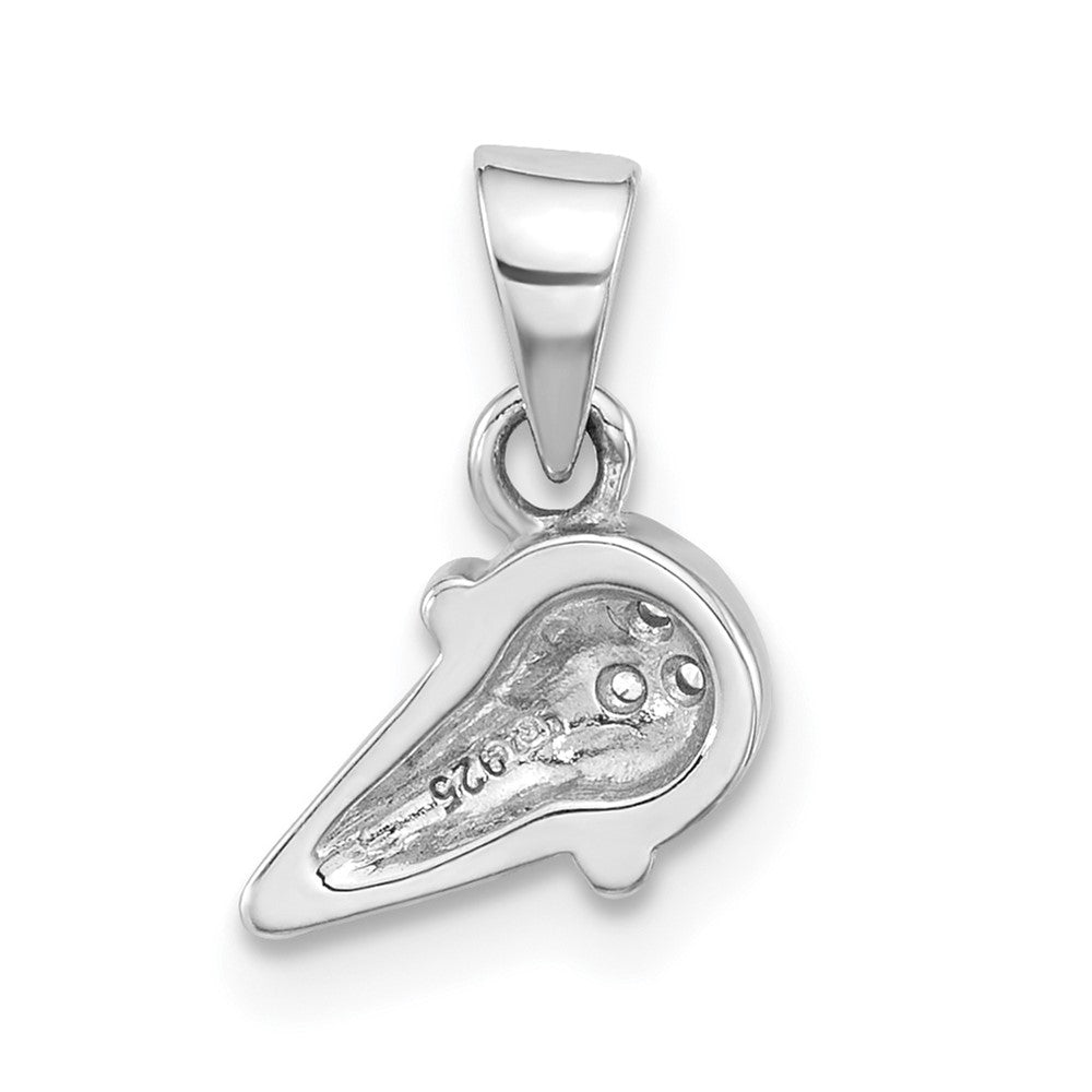 Sterling Silver RH-plated Enameled and CZ Ice Cream Cone Pendant