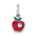Sterling Silver Madi K RH-plat Crystal Enamel Red Apple Petite Pendant