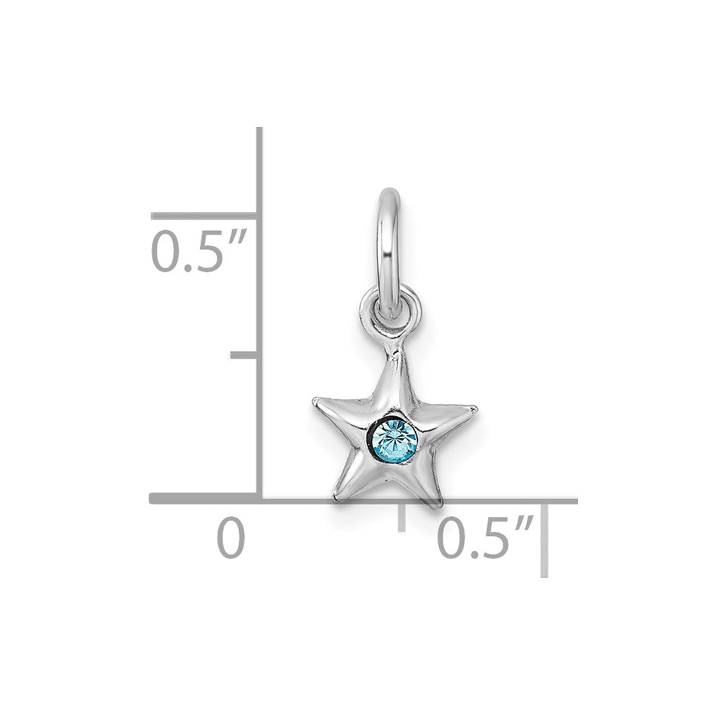 Sterling Silver Madi K RH-plated Blue Crystal Star Petite Pendant
