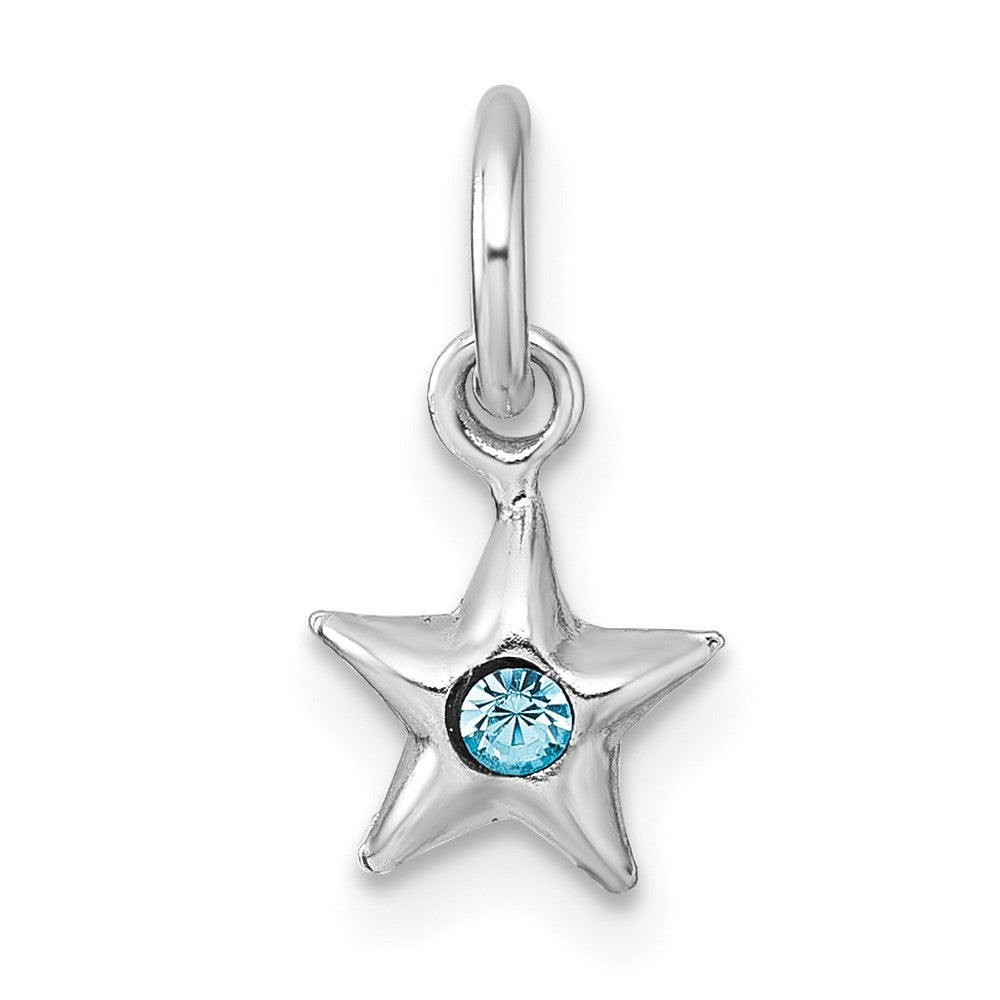 Sterling Silver Madi K RH-plated Blue Crystal Star Petite Pendant