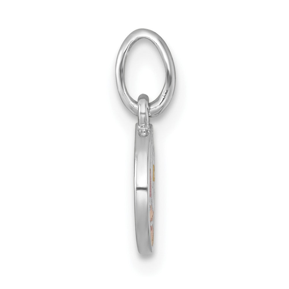 Sterling Silver RH-plated Polished Enamel Moon and Star Pendant