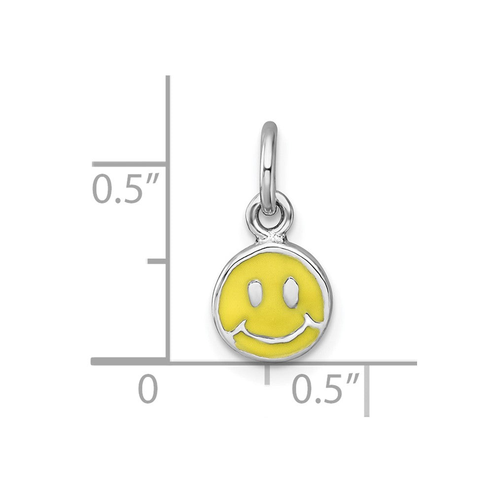 SS Madi K RH-plated Enamel Yellow Smiley Face Petite Pendant