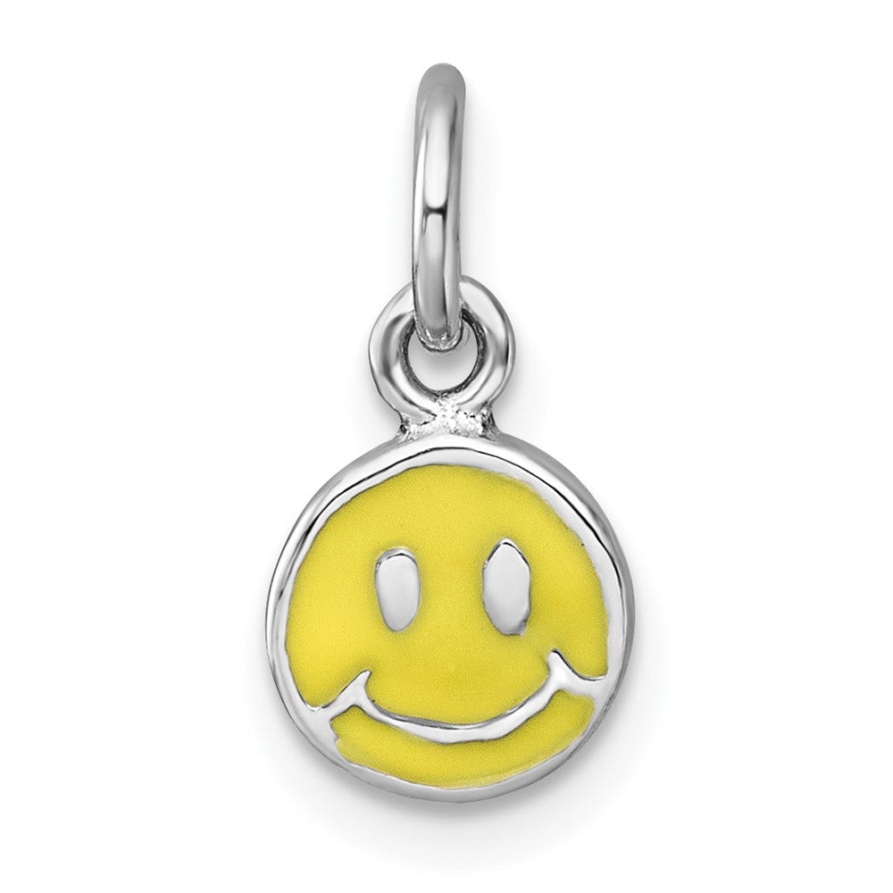 SS Madi K RH-plated Enamel Yellow Smiley Face Petite Pendant