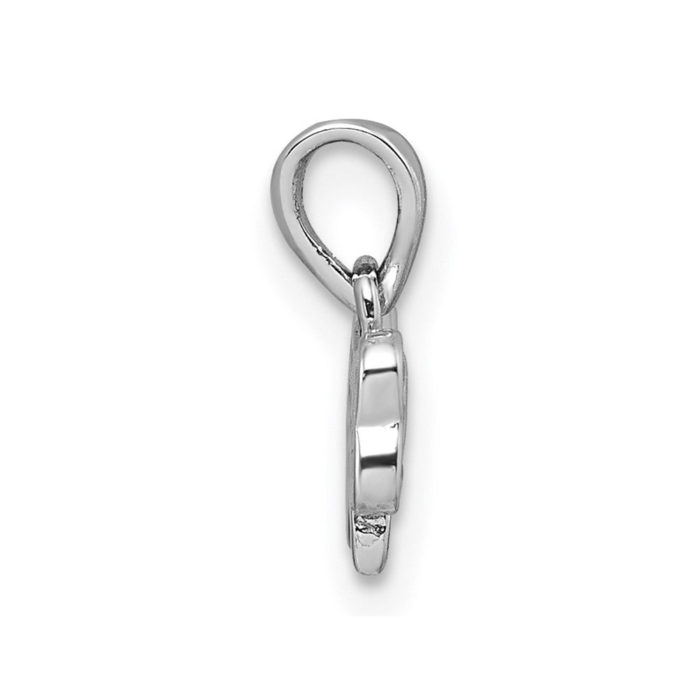 Sterling Silver Rhodium-plated Pink CZ and Pink/White Enamel Bow Pendant
