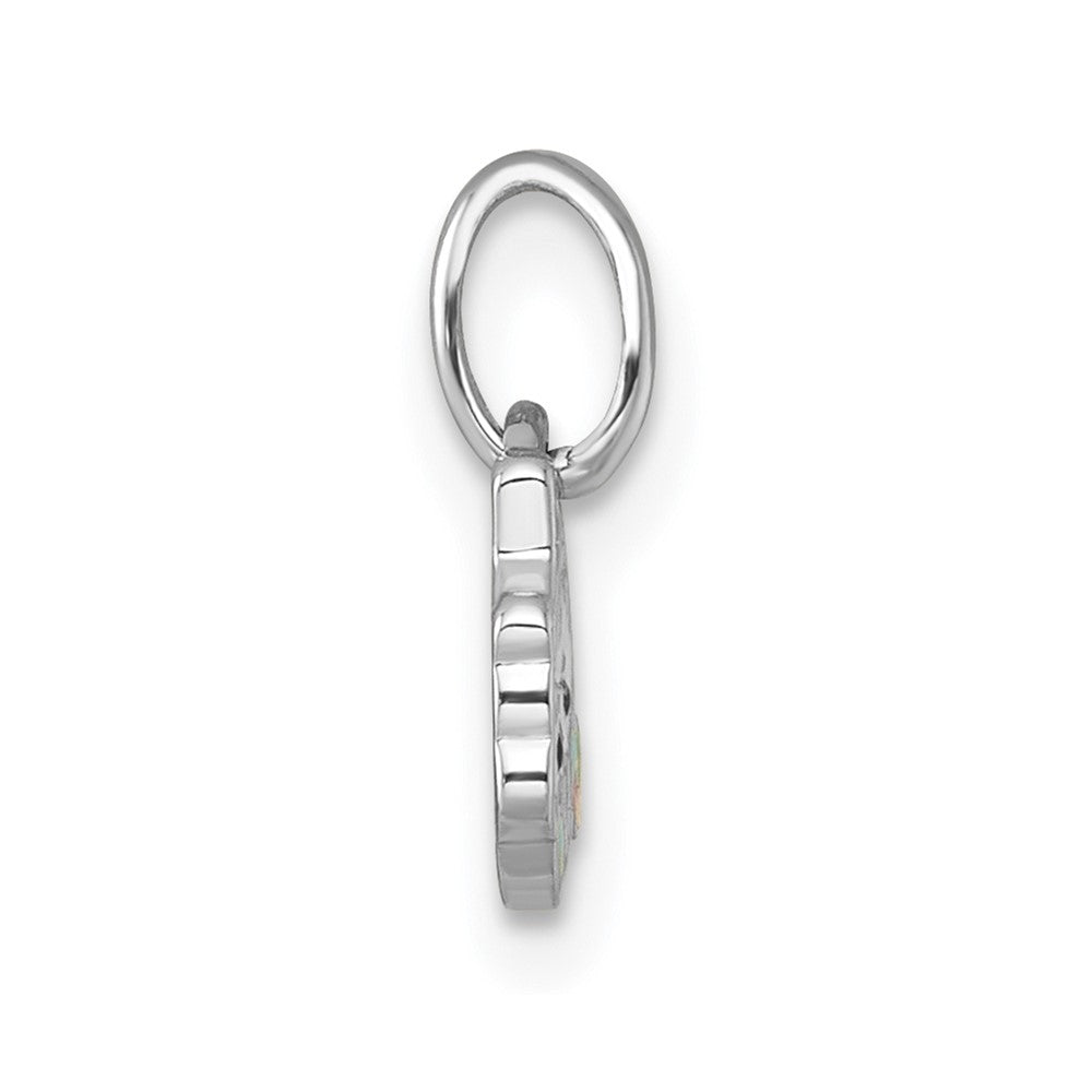 Sterling Silver Rhodium-plated Enamel Unicorn Cupcake Pendant