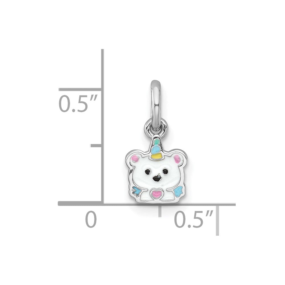 Sterling Silver Rhodium-plated Enamel Unicorn Polar Bear Pendant