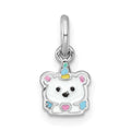 Sterling Silver Rhodium-plated Enamel Unicorn Polar Bear Pendant