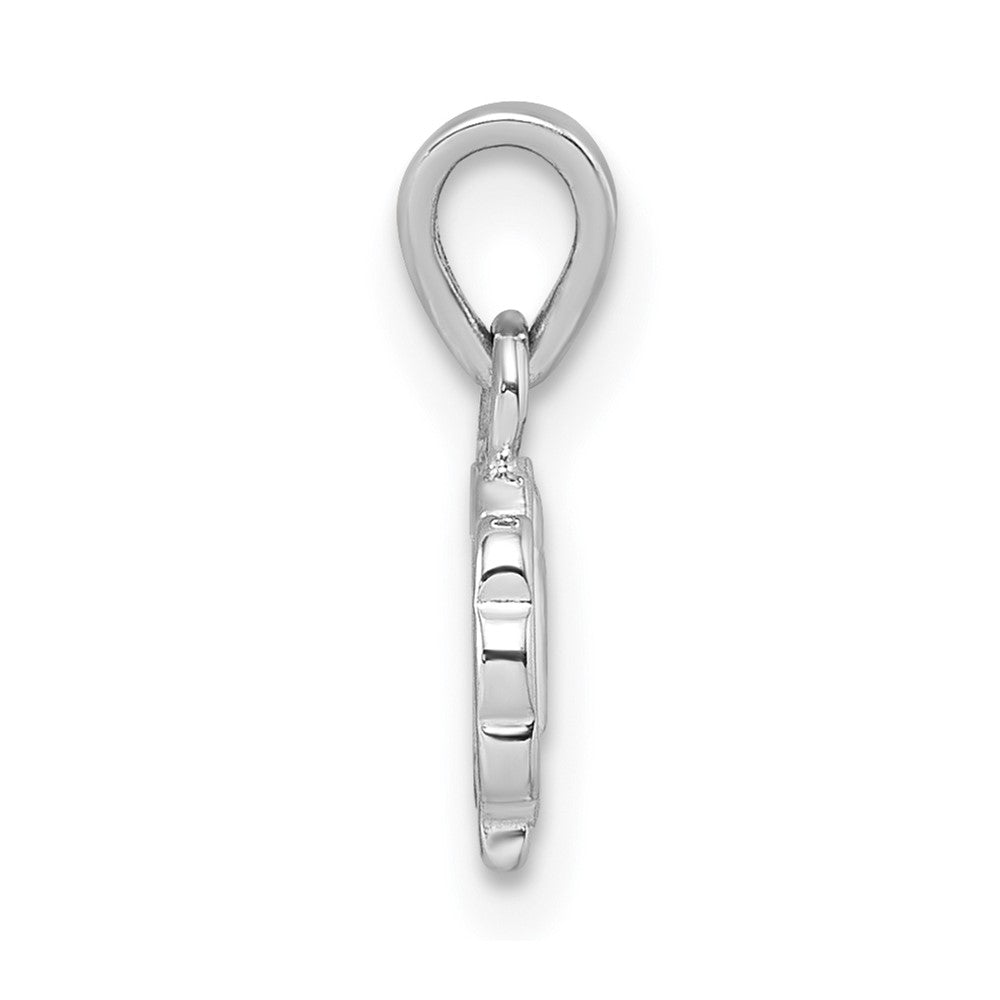 Sterling Silver Rhodium-plated Enamel Sheep with Heart Pendant