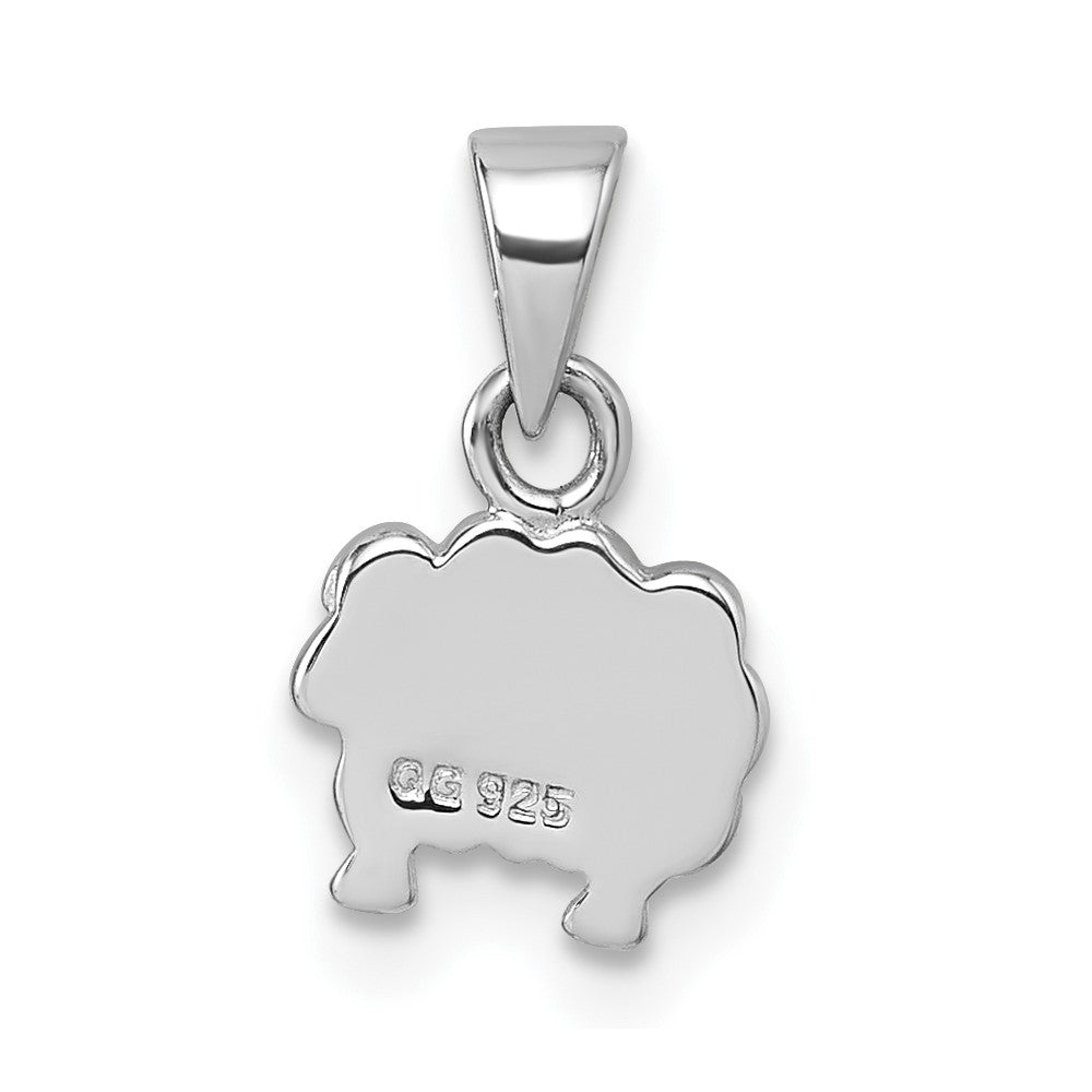 Sterling Silver Rhodium-plated Enamel Sheep with Heart Pendant