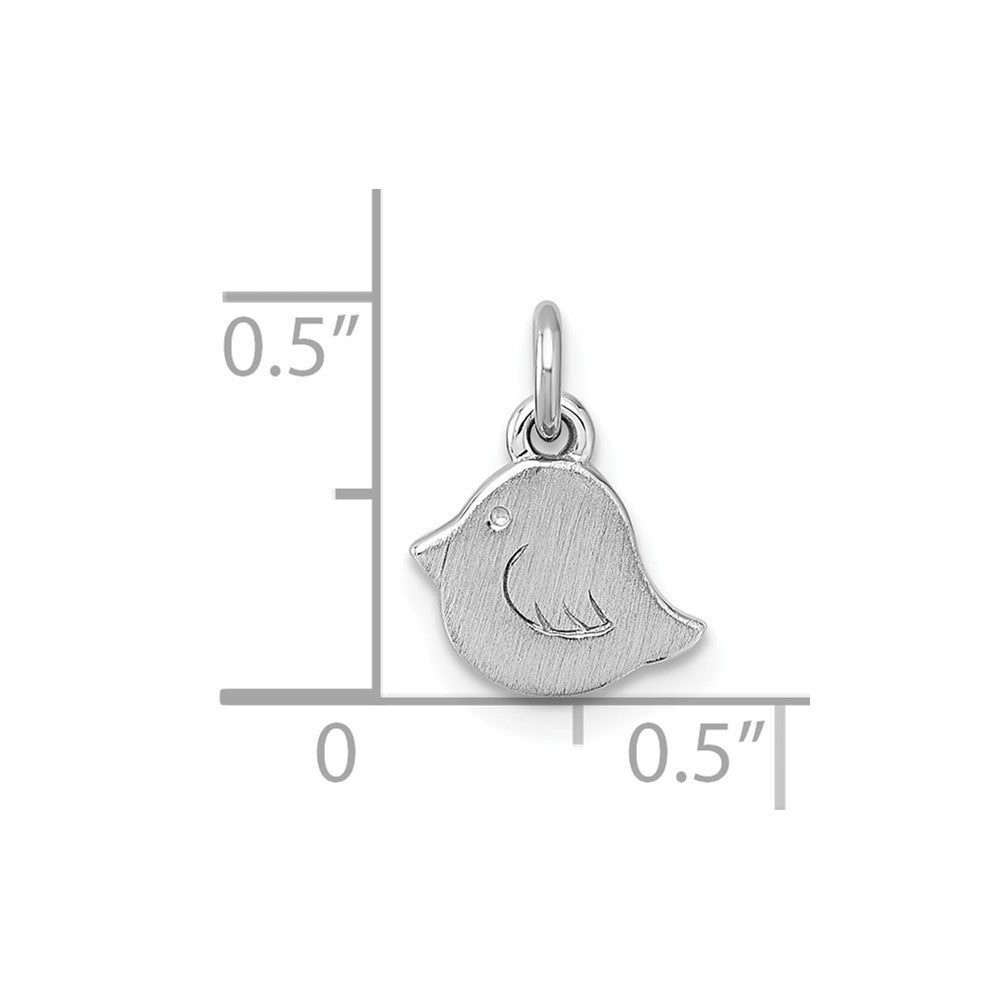 Sterling Silver Rhodium-plated Brushed Bird Pendant