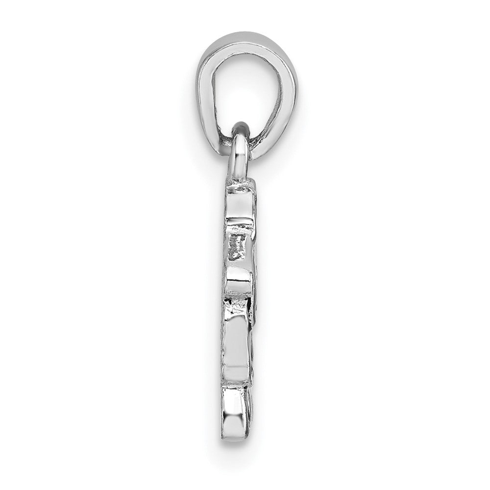 Sterling Silver Rhodium-plated Polished Enamel Black Sheep Pendant