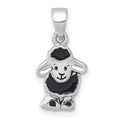 Sterling Silver Rhodium-plated Polished Enamel Black Sheep Pendant