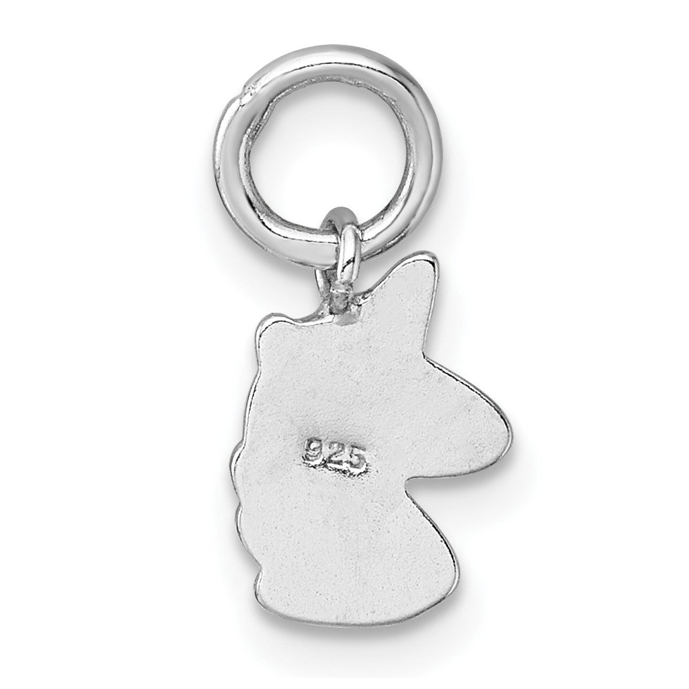Sterling Silver Madi K RH-plated Enamel Unicorn Pendant